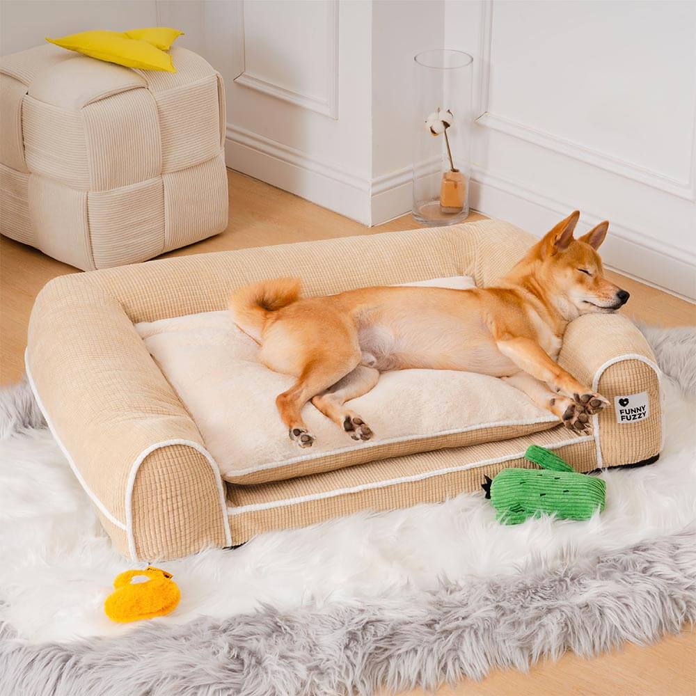 Canapé-lit orthopédique double couche pour chien en flanelle de luxe