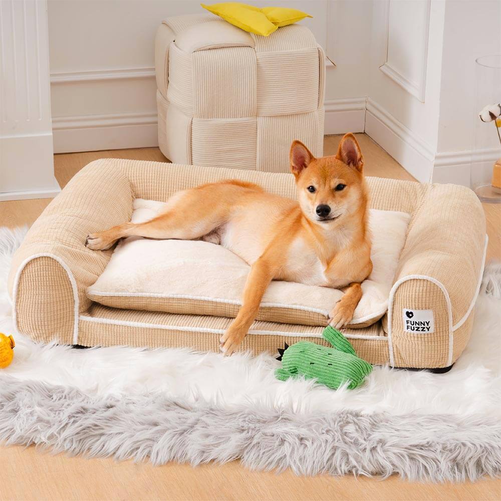 Canapé-lit orthopédique double couche pour chien en flanelle de luxe