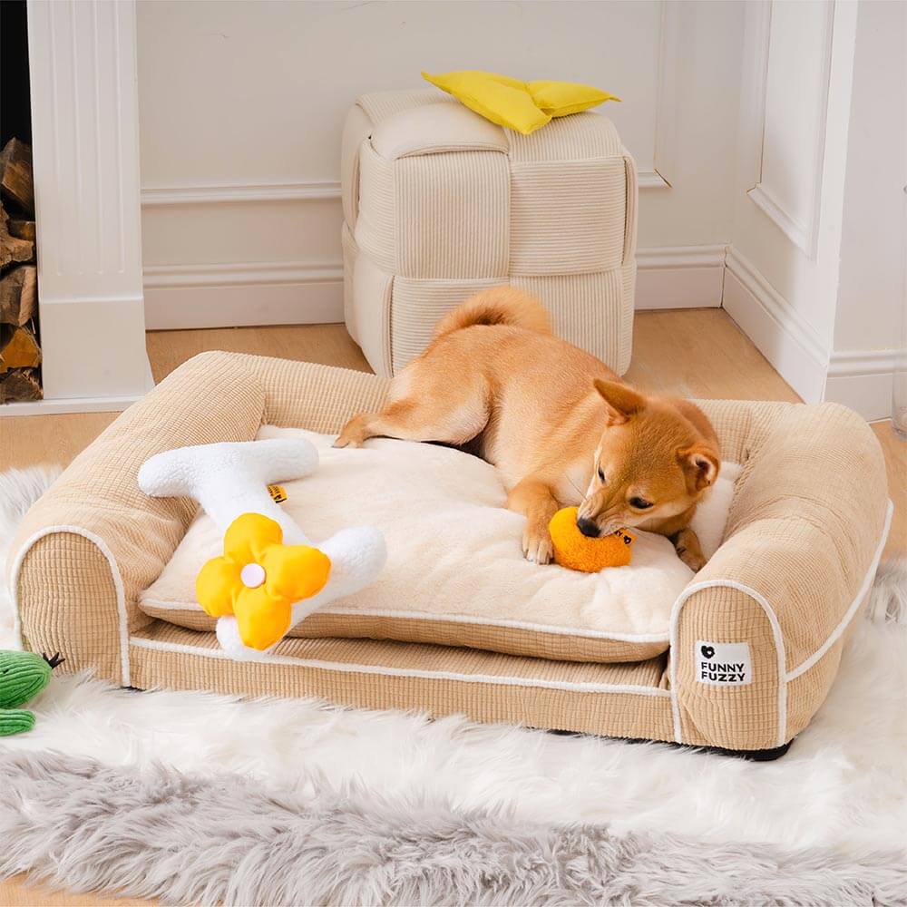 Canapé-lit orthopédique double couche pour chien en flanelle de luxe