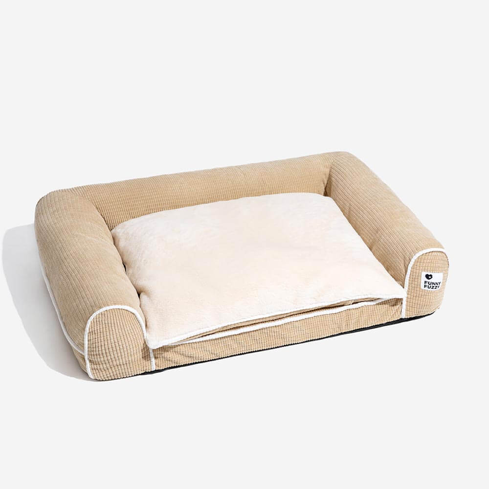 Canapé-lit orthopédique double couche pour chien en flanelle de luxe