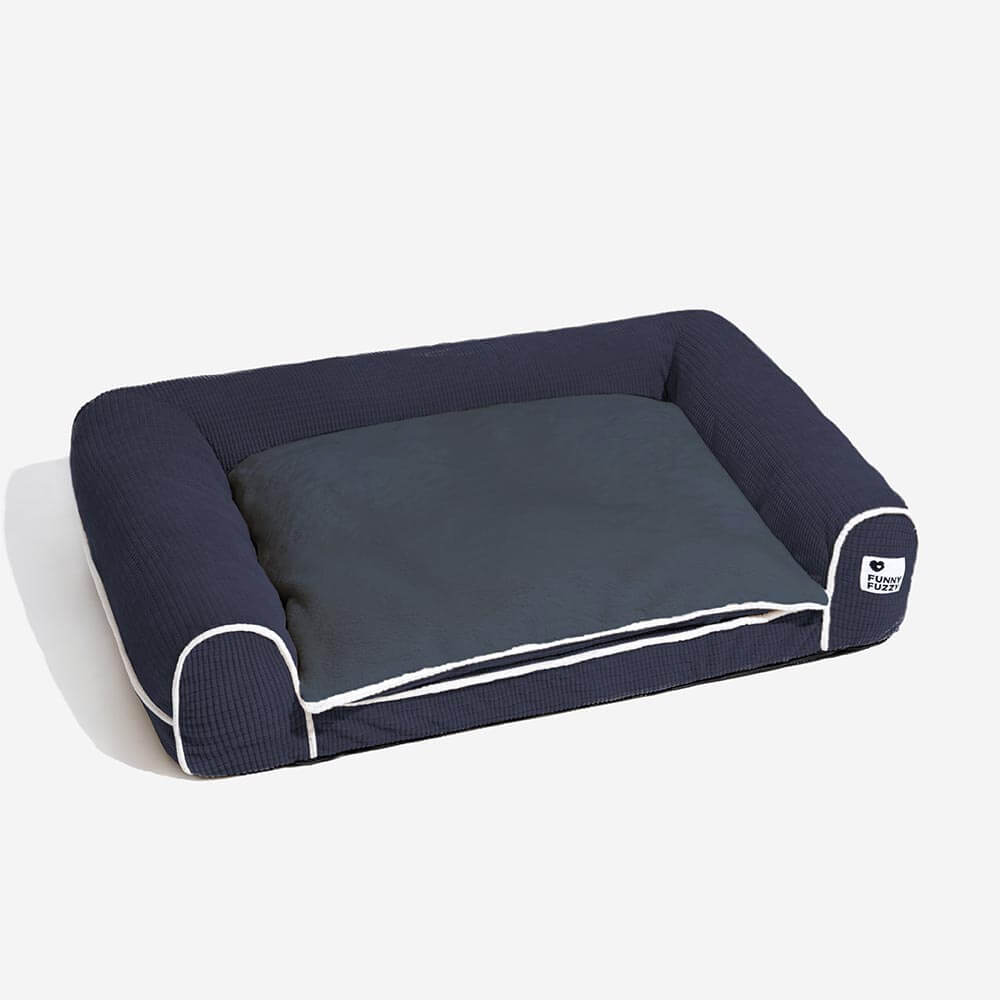 Canapé-lit orthopédique double couche pour chien en flanelle de luxe