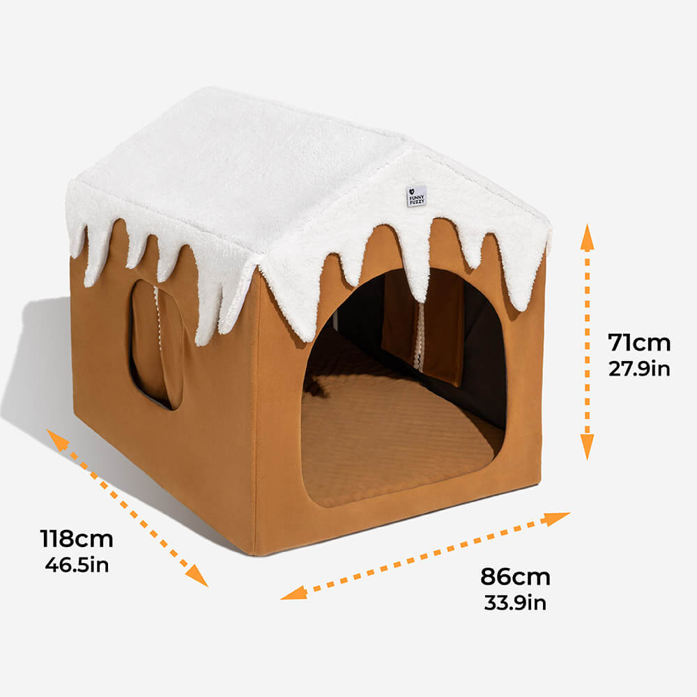 Gingerbread Snow House Pet Tent Detachable Large Dog House