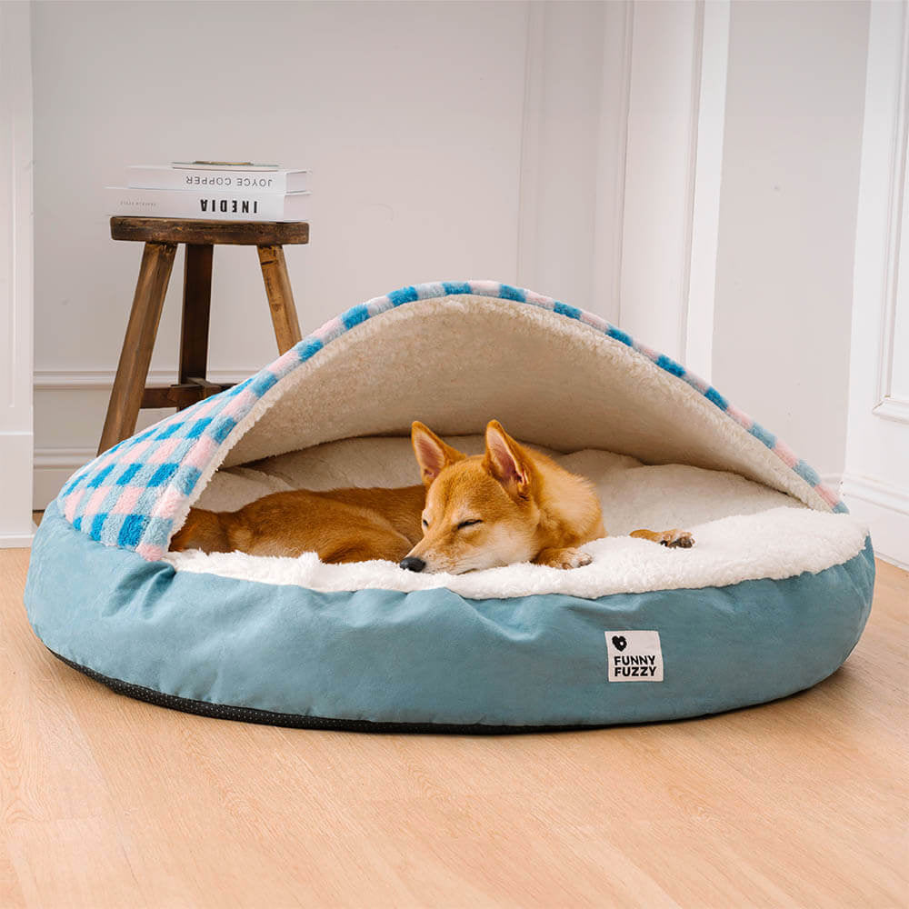 Cama redonda para cães com dossel Dream Hideaway Cama para animais de estimação