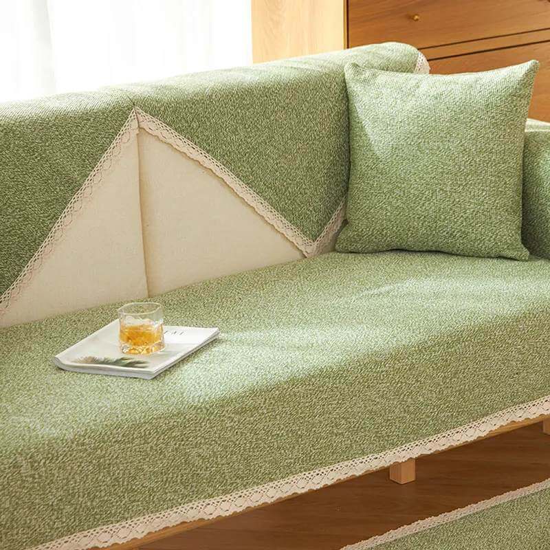 Hand-woven Cotton Linen Non-slip Couch Cover for All Seasons