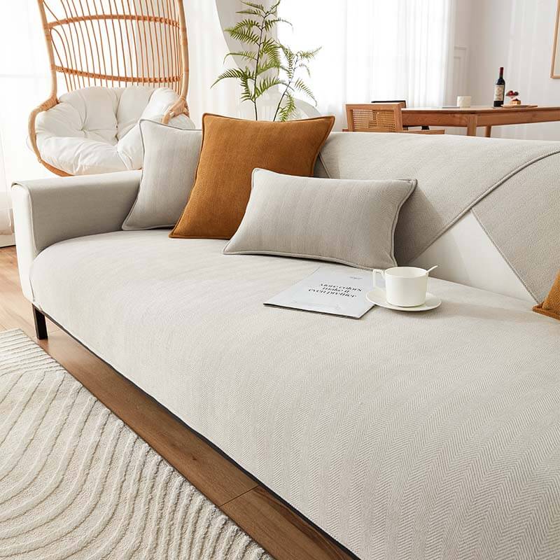 Nature Linen Handwoven Anti-scratch Couch Cover