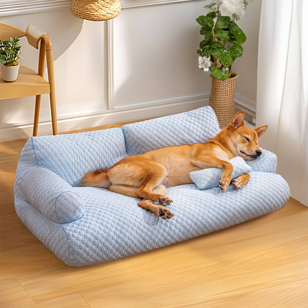 Cama para animais de estimação com resfriamento de seda gelada e lavável e respirável Cachorro Sofá-cama