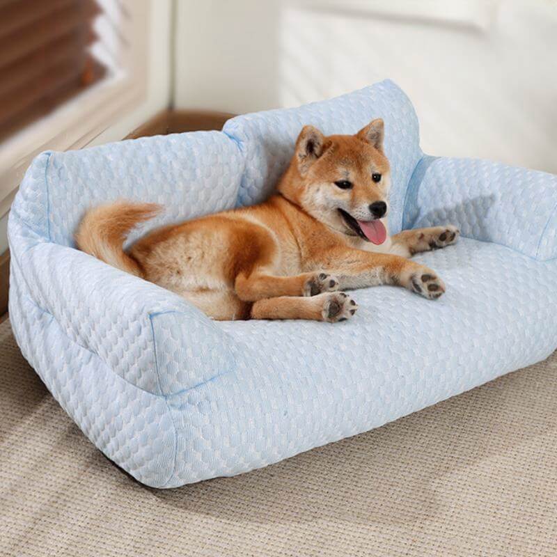 Cama para animais de estimação com resfriamento de seda gelada e lavável e respirável Cachorro Sofá-cama