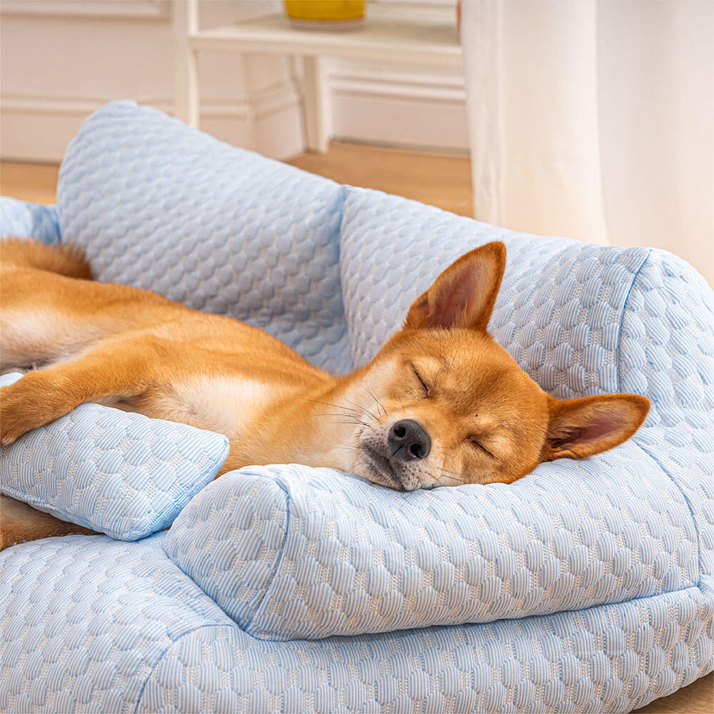 Cama para animais de estimação com resfriamento de seda gelada e lavável e respirável Cachorro Sofá-cama