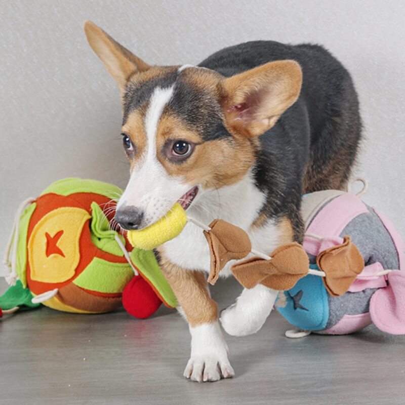 Rompecabezas interactivo juguete chirriante bola de hoja juguete dispensador de golosinas para perros