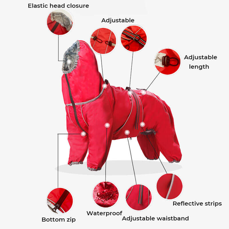 Chaqueta impermeable para exteriores para perros grandes, impermeable, ajustable, para lluvia