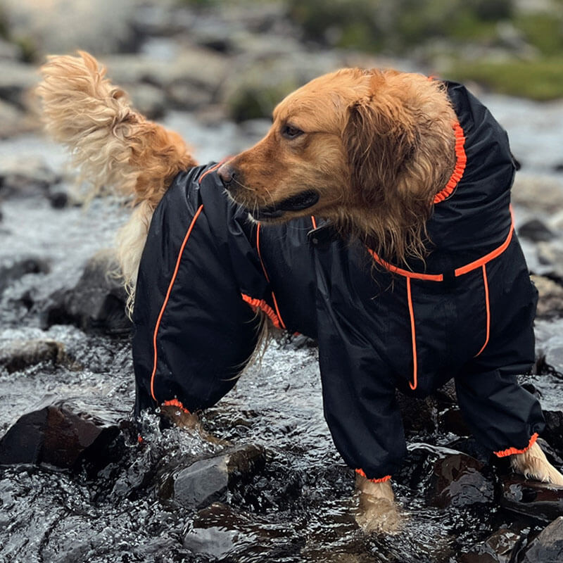 Large Dog Outdoor Jacket Waterproof Adjustable Dog Rain Coat