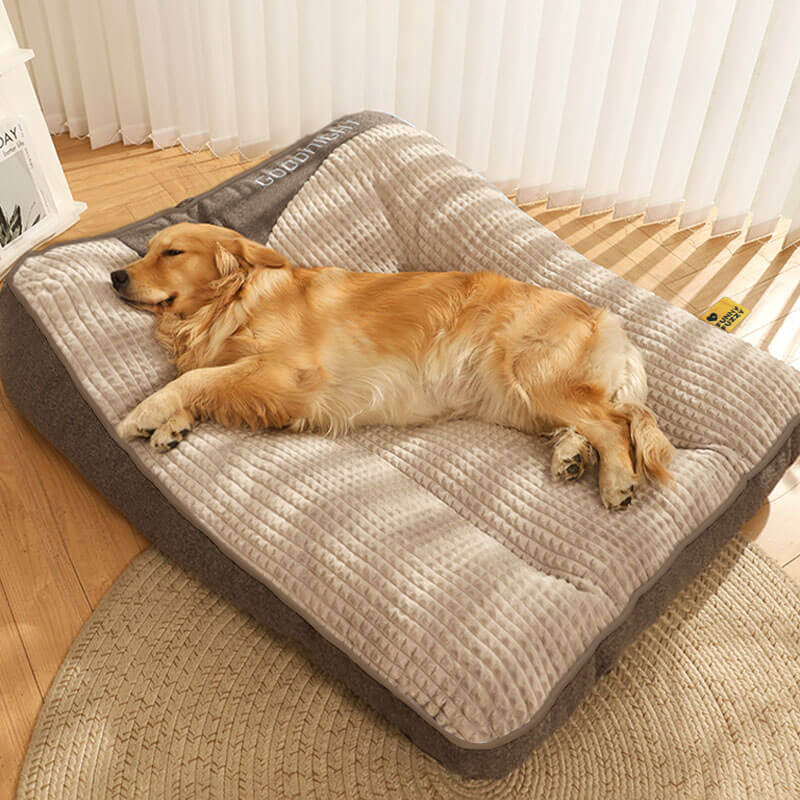 Cama grande y gruesa con cojín para perros, resistente a los arañazos, con protección para la columna vertebral