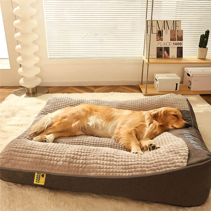 Cama grande y gruesa con cojín para perros, resistente a los arañazos, con protección para la columna vertebral