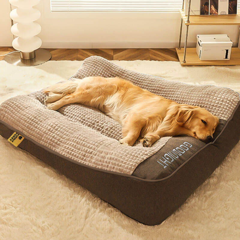 Cama grande y gruesa con cojín para perros, resistente a los arañazos, con protección para la columna vertebral