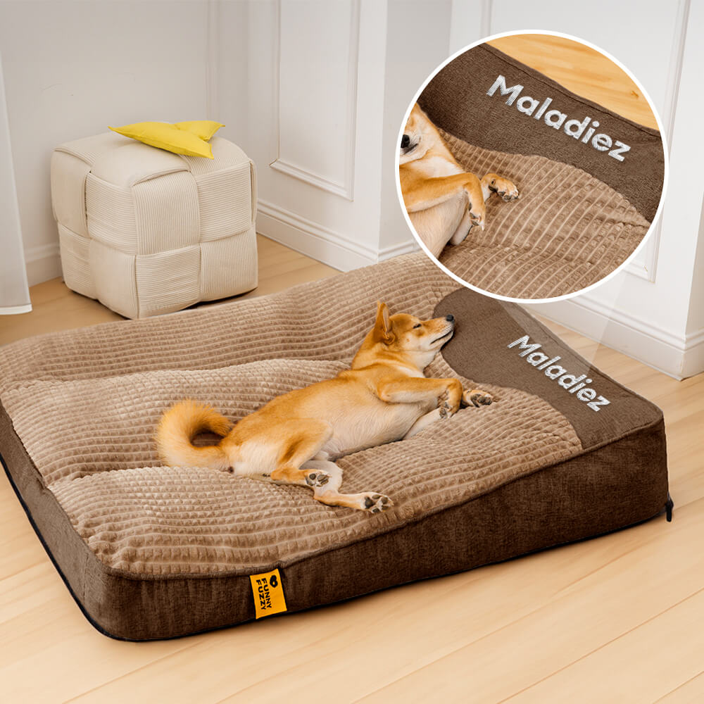 Cama de cojín para perros con protección de columna vertebral resistente a arañazos, gruesa, personalizada y grande