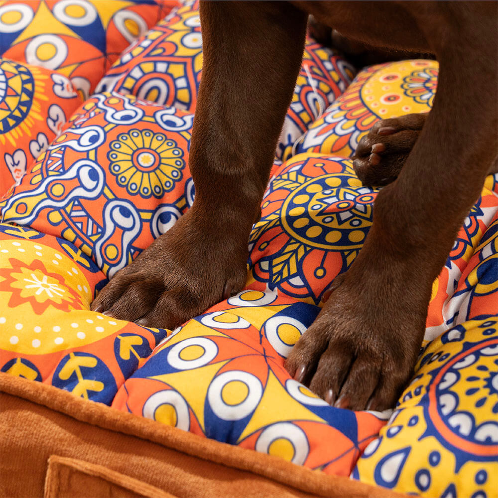 Cama para perros con almohada ortopédica cómoda y gruesa de soporte completo marroquí