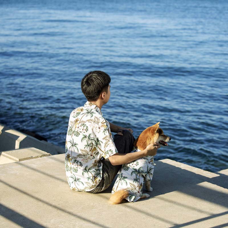 Chemise hawaïenne assortie pour vêtements de chien et de propriétaire