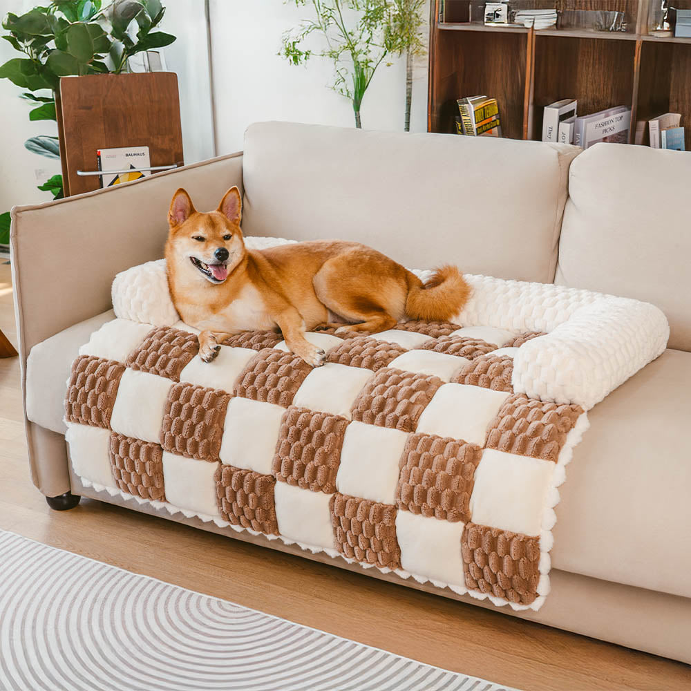 Karierte gemütliche Sofaschutz-Hundematte – SnugPad