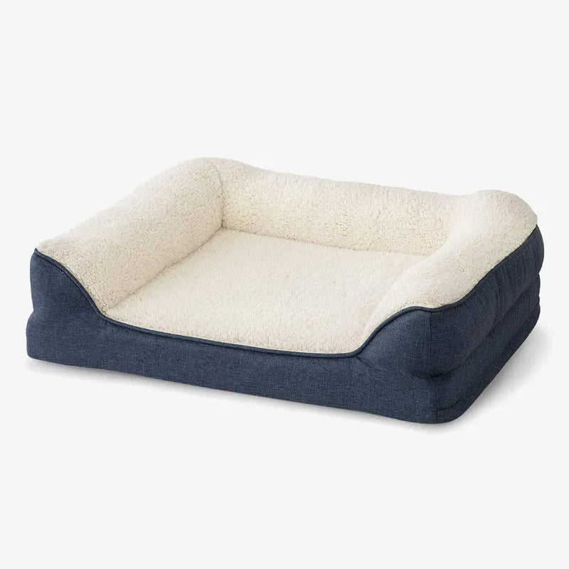 Cama ortopédica para perros de espuma viscoelástica con sofá cama para mascotas de felpa