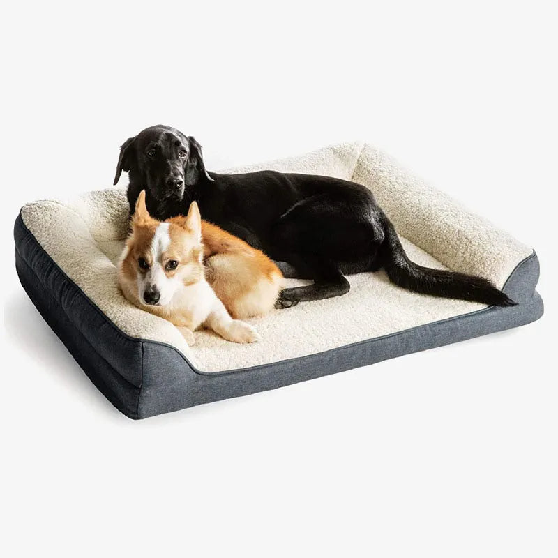 Cama ortopédica para perros de espuma viscoelástica con sofá cama para mascotas de felpa