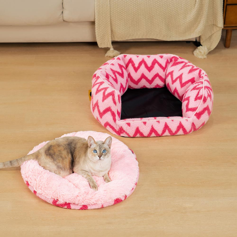 Plush Retreat Chevron Cat Bed-The Warm Hugger