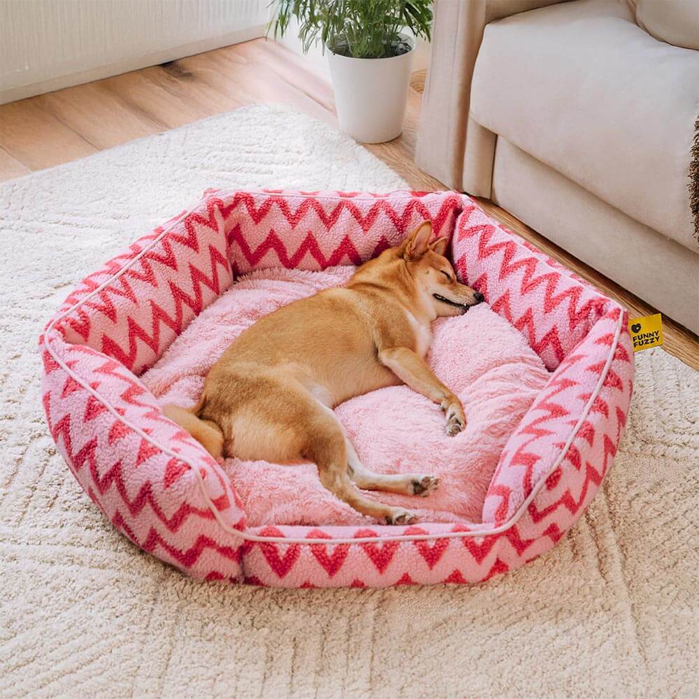 Plush Retreat Chevron Hundebett – The Warm Hugger