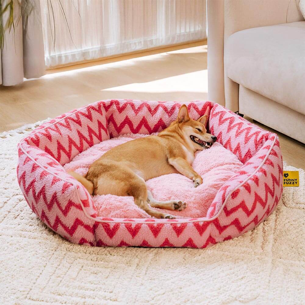 Plush Retreat Chevron Hundebett – The Warm Hugger