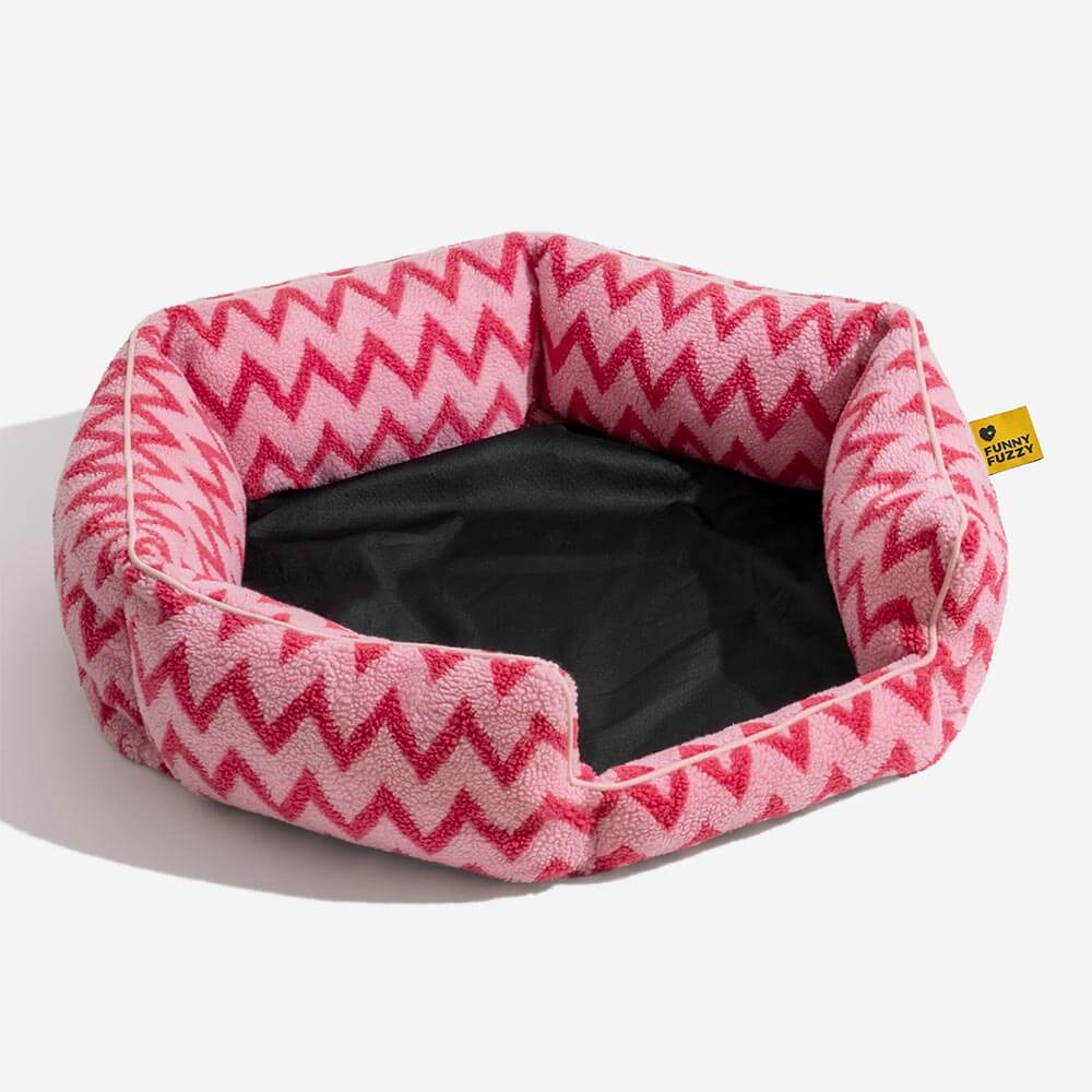 Plush Retreat Chevron Cat Bed-The Warm Hugger