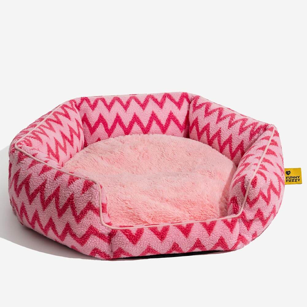 Plush Retreat Chevron Cat Bed-The Warm Hugger