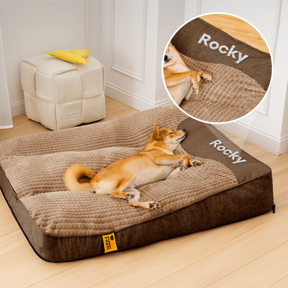 Cama de cojín para perros con protección de columna vertebral resistente a arañazos, gruesa, personalizada y grande