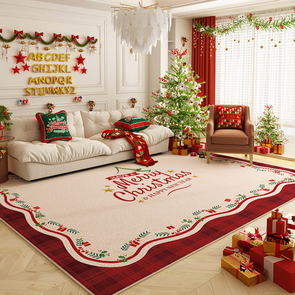 Tapis de maison décoratif à grande surface, polyvalent et antidérapant, joyeux Noël