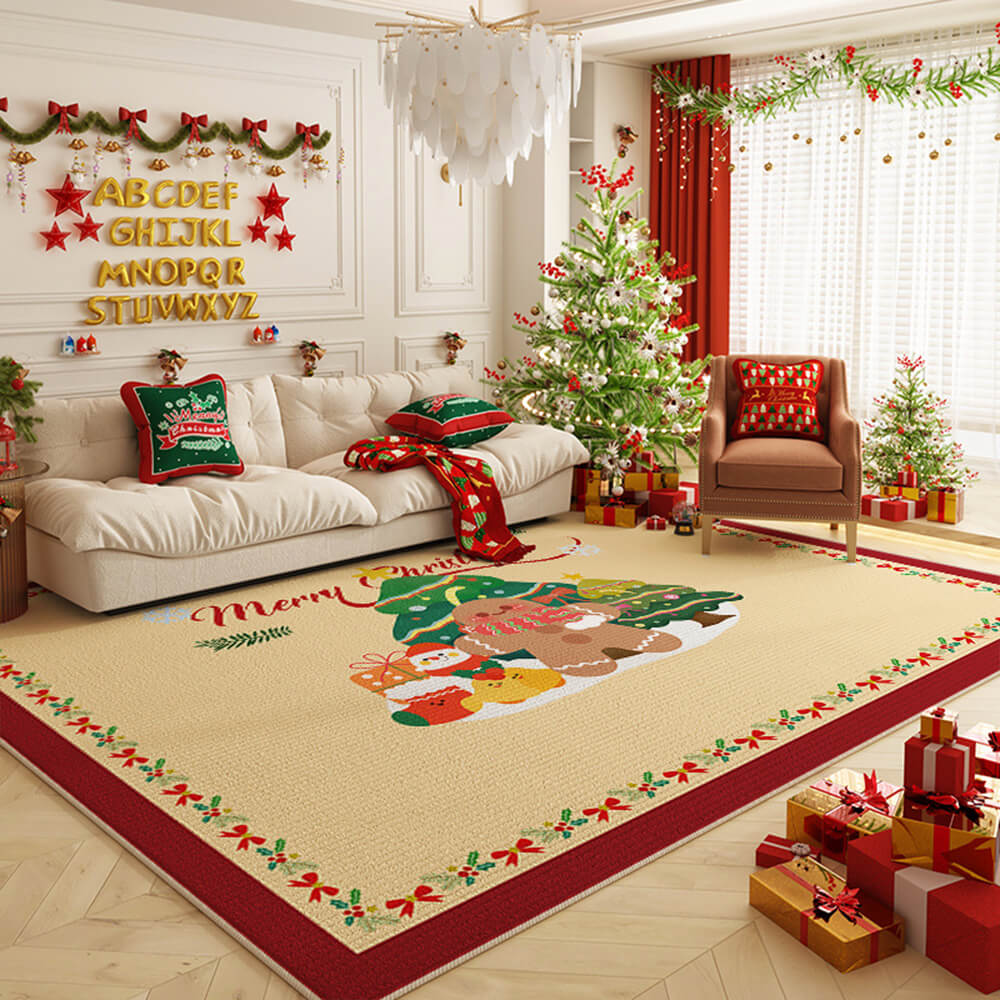 Tapis de maison décoratif à grande surface, polyvalent et antidérapant, joyeux Noël