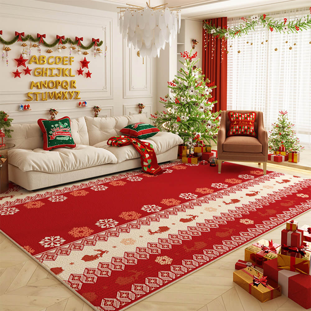 Tapis de maison décoratif à grande surface, polyvalent et antidérapant, joyeux Noël