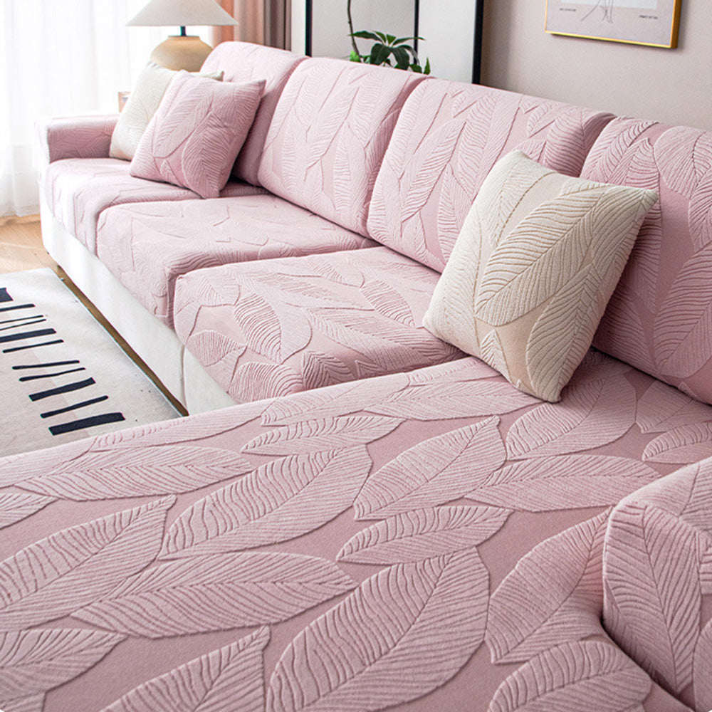 Moderner, wasserfester, kratzfester Stretch-Couchbezug aus Jacquard mit Blattmuster