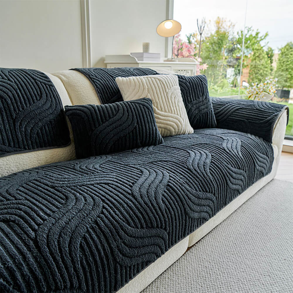 Modern Geometric Soft Plush Non-slip Sofa Protector Couch Cover