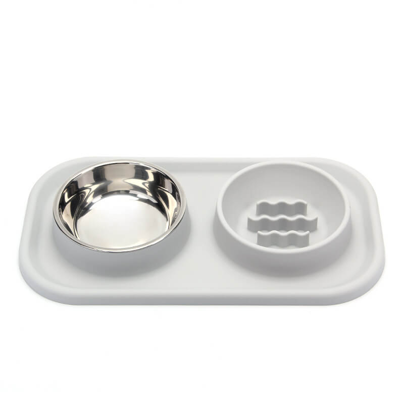 Bol en silicone à double bol pour animaux de compagnie à alimentation lente