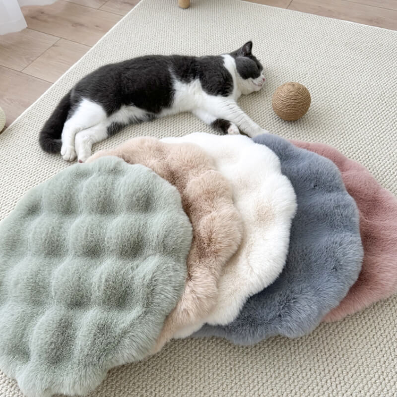 Tapis de couchage rond en peluche douce et chaude pour animaux de compagnie