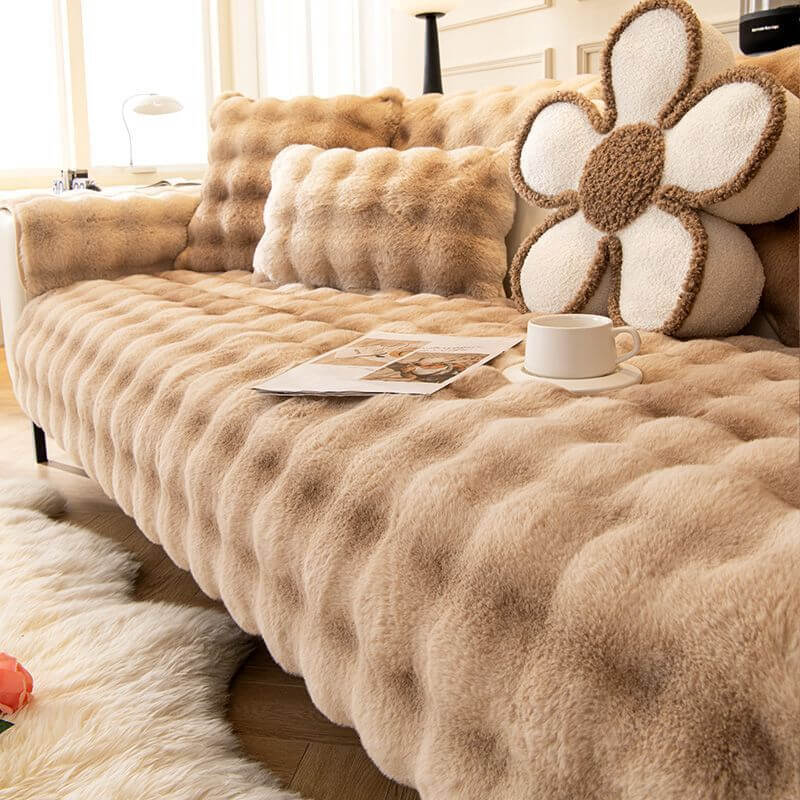 Housse de canapé lavable en peluche dégradé élégant, décoration d'intérieur