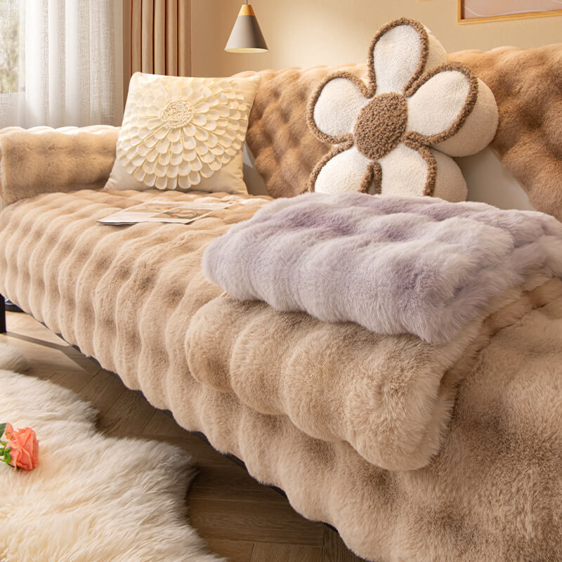 Housse de canapé lavable en peluche dégradé élégant, décoration d'intérieur