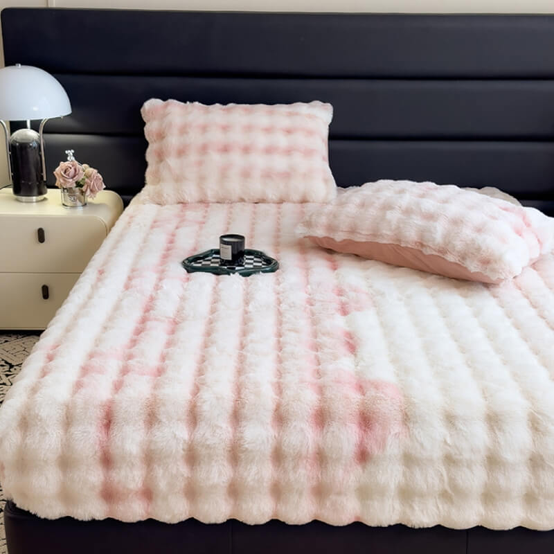 Drap-housse protège-matelas en peluche imitation lapin super doux