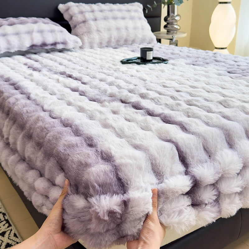 Drap-housse protège-matelas en peluche imitation lapin super doux