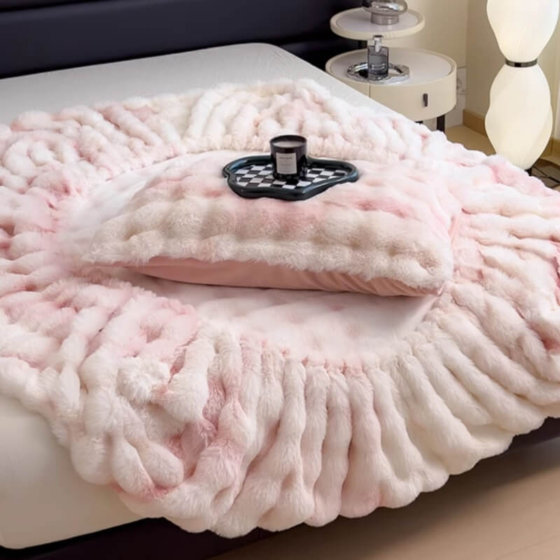 Drap-housse protège-matelas en peluche imitation lapin super doux