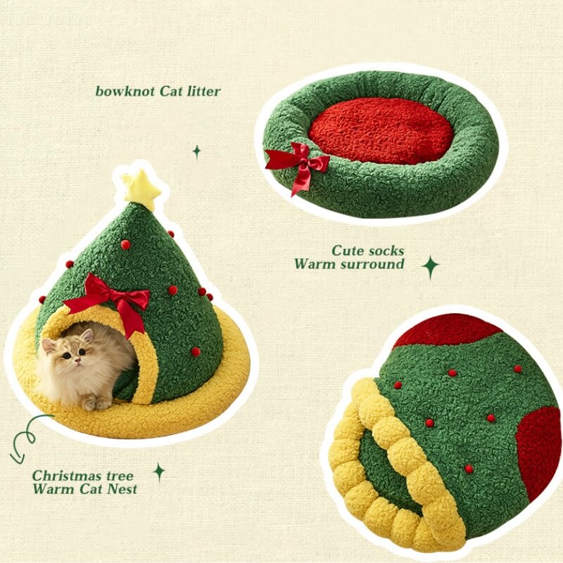 Teddy Velvet Plush Christmas Festive Funny Pet Bed