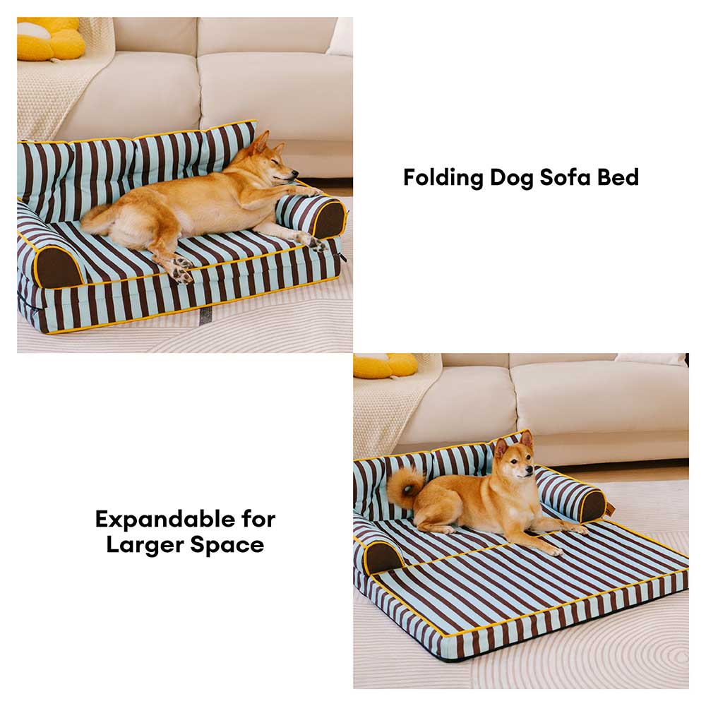 Stripe Waterproof Foldable Dog Sofa Bed - Sunny Siesta