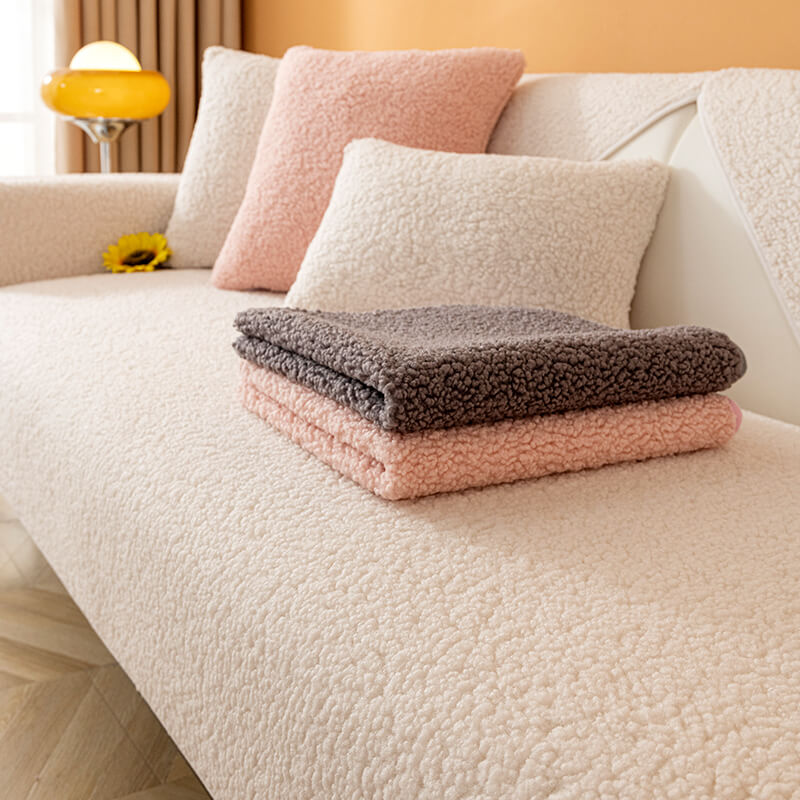 Ultrasoft Teddy Fleece Warm Non-Slip Couch Cover