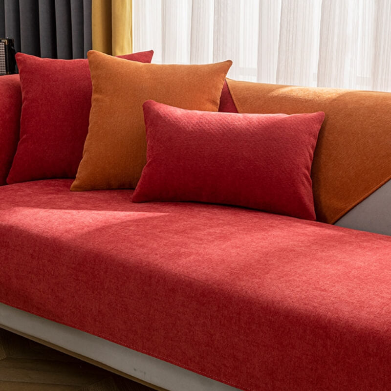 Vermilion Comfortable Chenille Sofa Protective Couch Cover