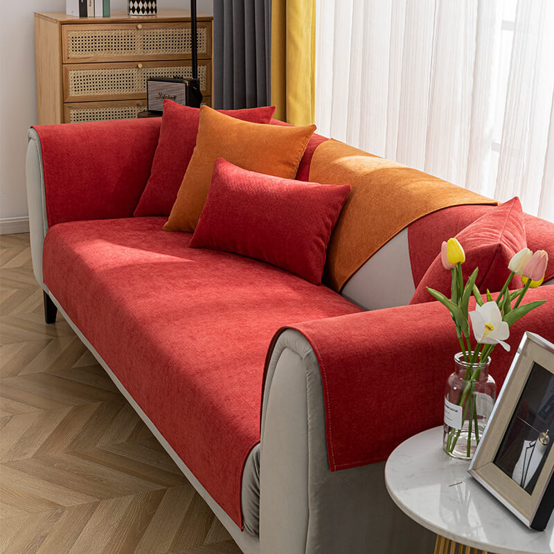 Vermilion Bequemer Chenille-Sofa-Schutzbezug für Sofas