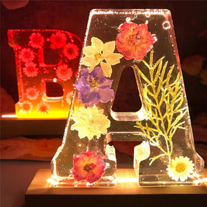 Dried Flower Letters Night Light