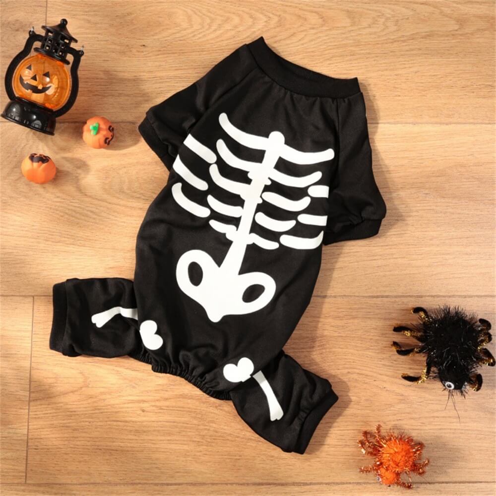 Costume de chien squelette qui brille dans le noir – Parfait pour la nuit d'Halloween