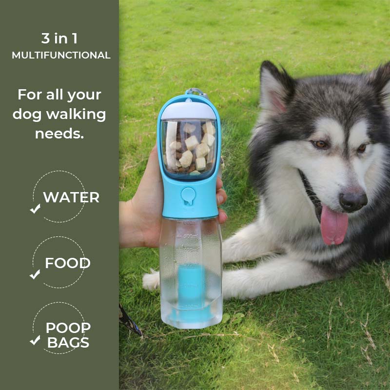 3-in-1 multifunktionale tragbare Wasserflasche für Hunde